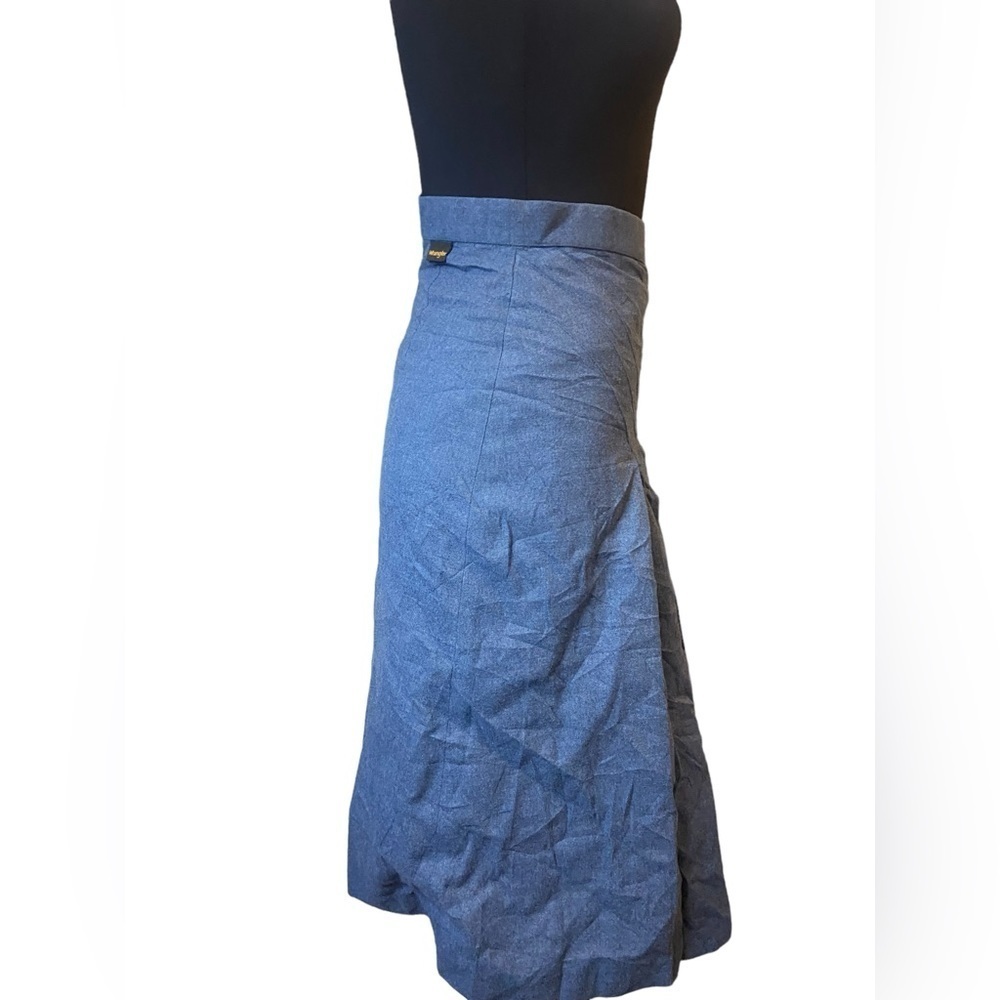 Vintage Wrangler Blue Grey Wool Pleated Skirt - Picture 5 of 14